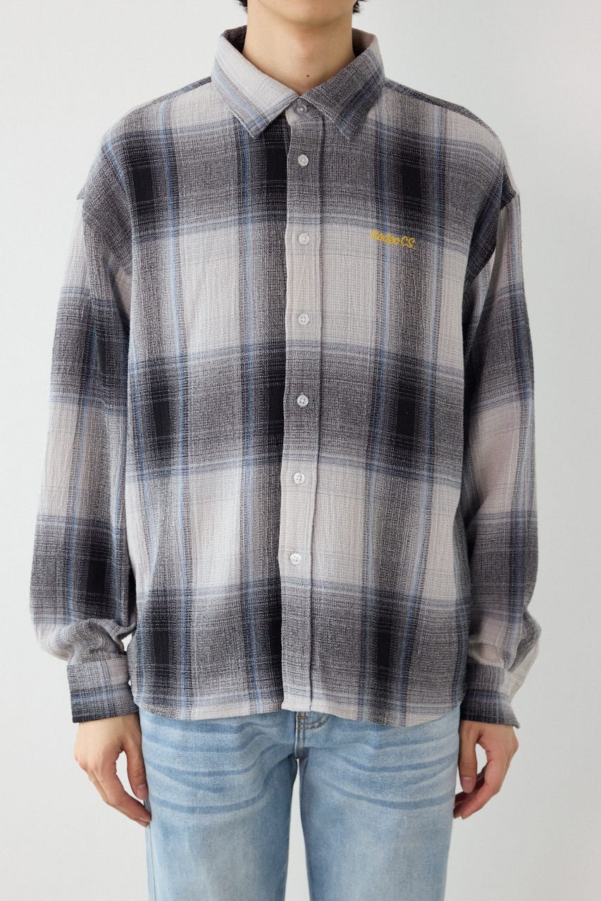 スカシオンブレーチェックシャツ BLU M