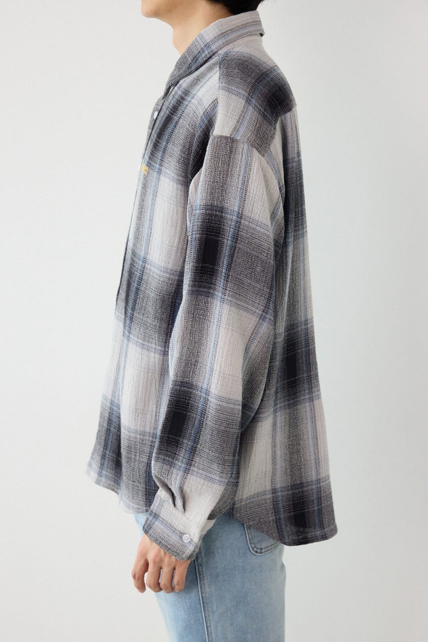 スカシオンブレーチェックシャツ BLU M