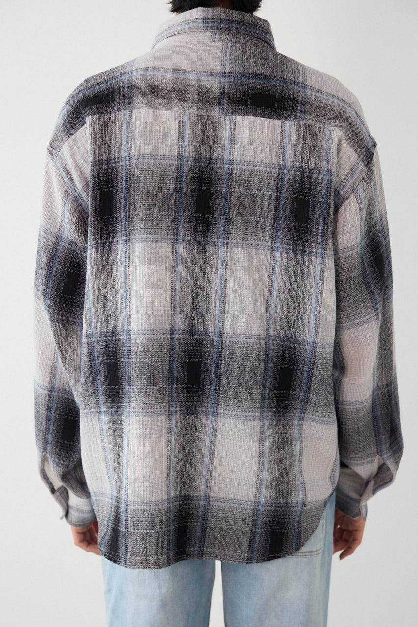 スカシオンブレーチェックシャツ BLU M