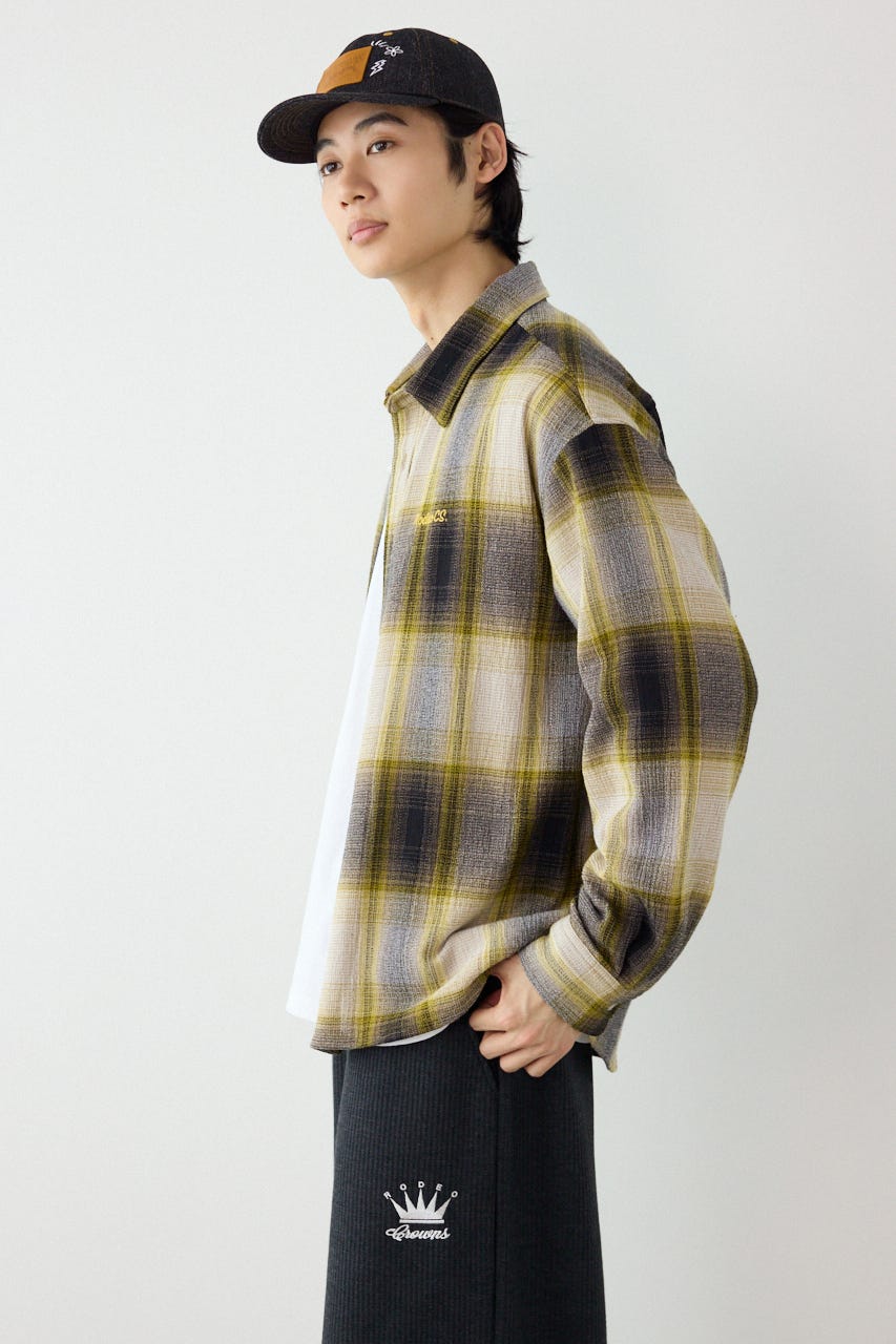 スカシオンブレーチェックシャツ YEL L