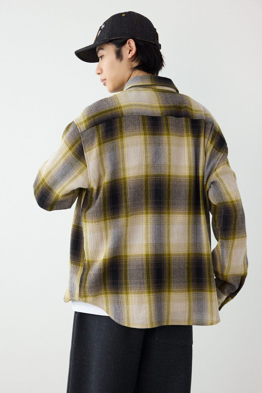 スカシオンブレーチェックシャツ YEL L