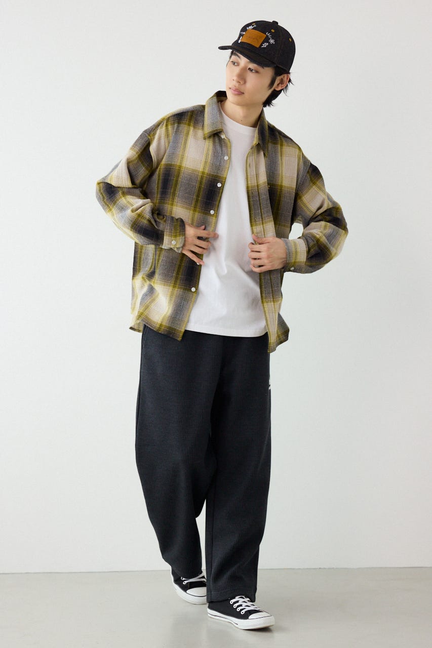 スカシオンブレーチェックシャツ YEL L