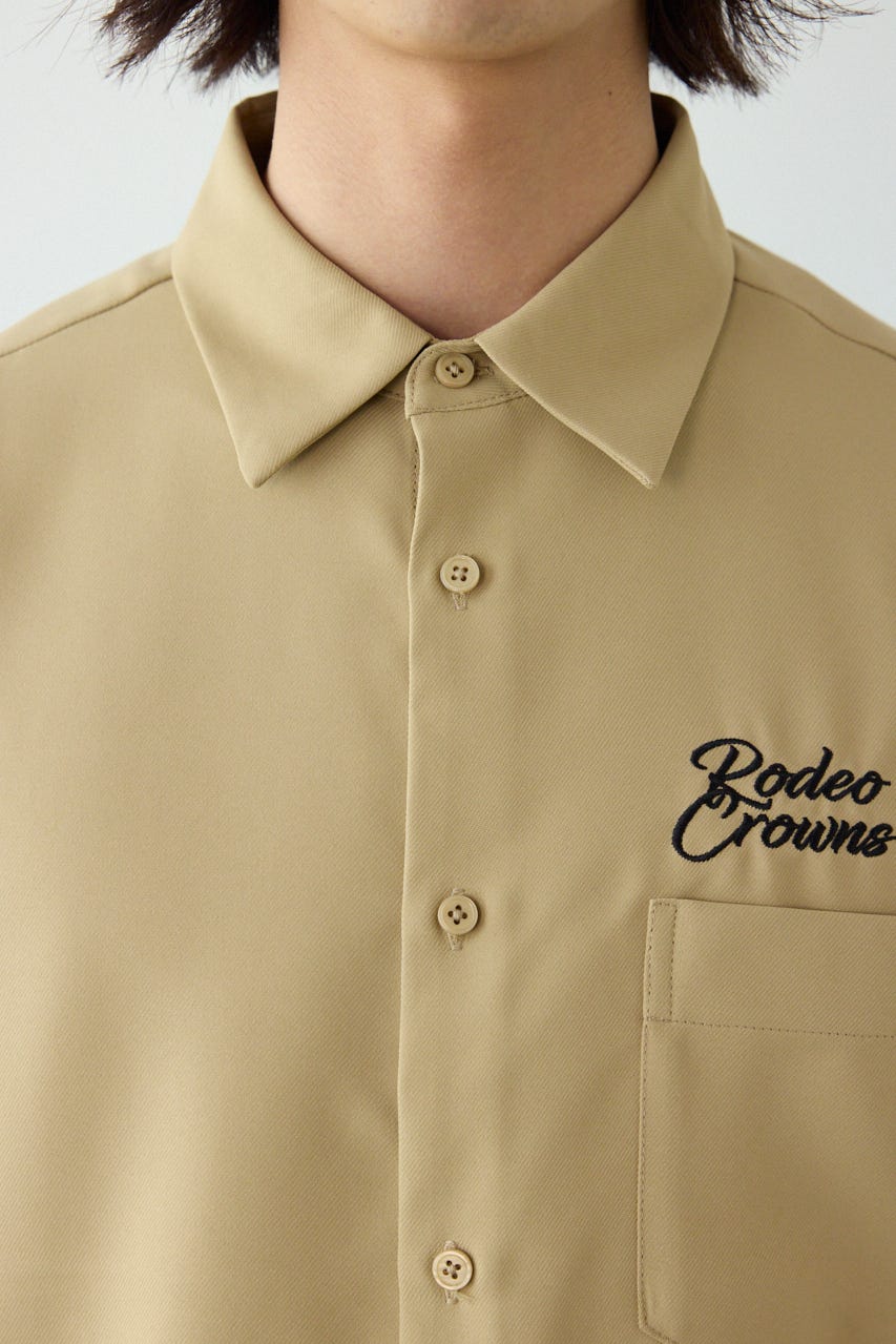 Overlapアップリケシャツ BEG L