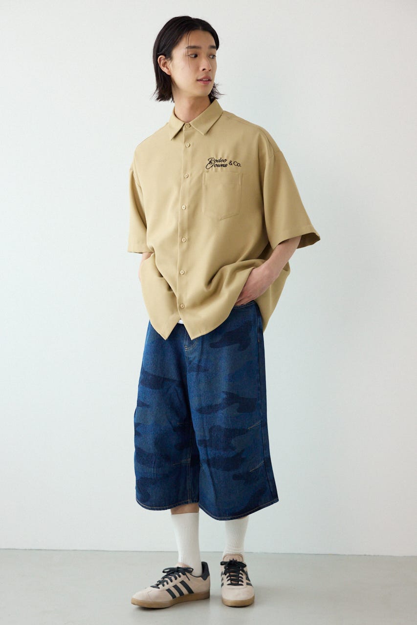 Overlapアップリケシャツ BEG L