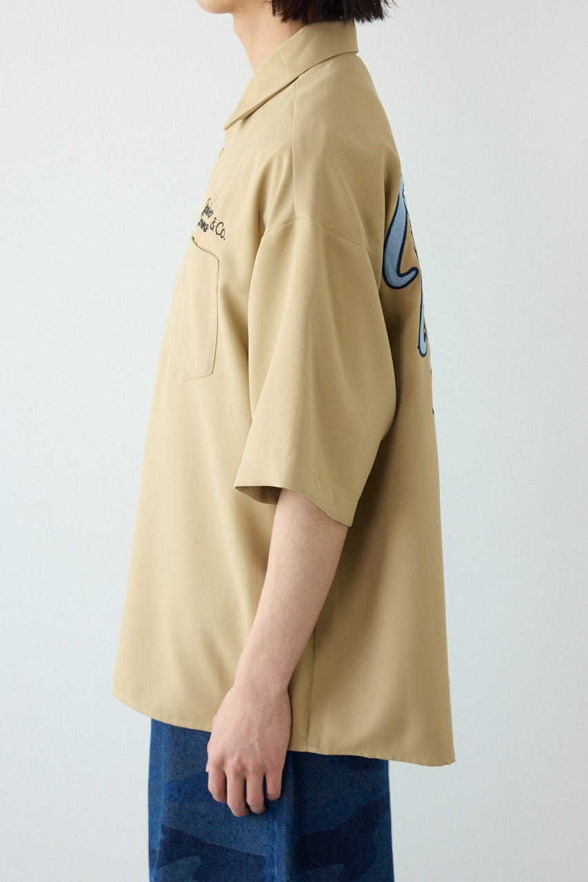 Overlapアップリケシャツ BEG L