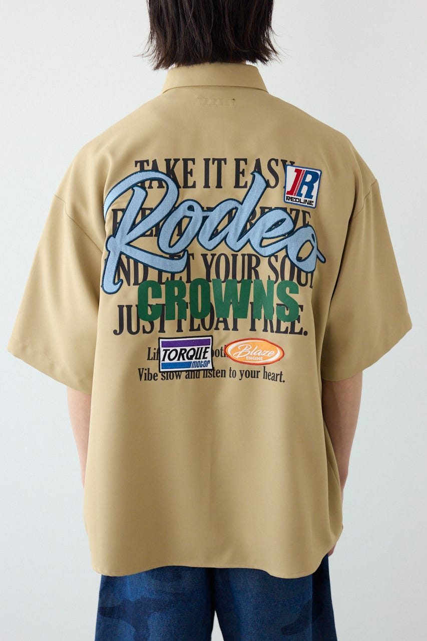 Overlapアップリケシャツ BEG L