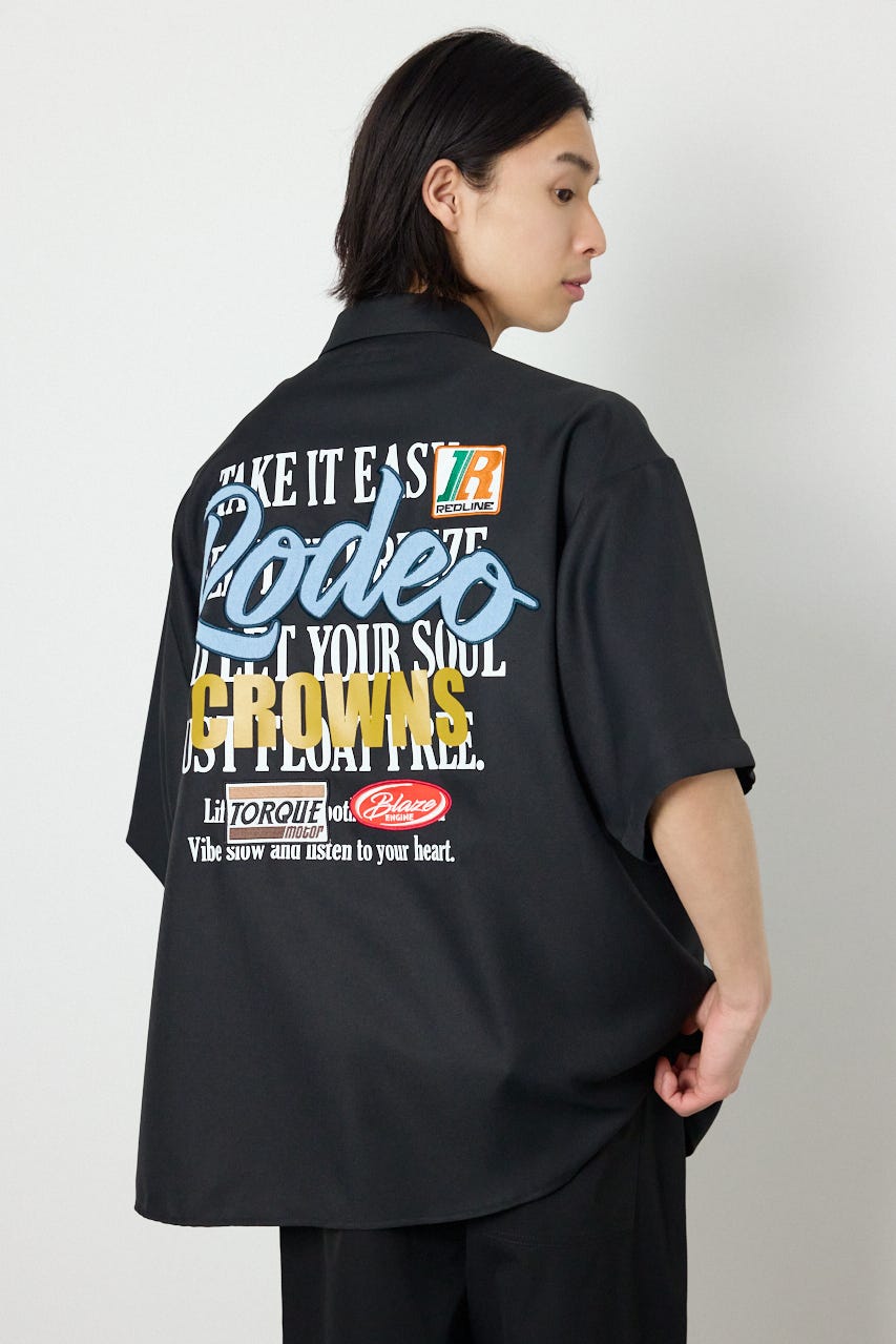 Overlapアップリケシャツ BLK L