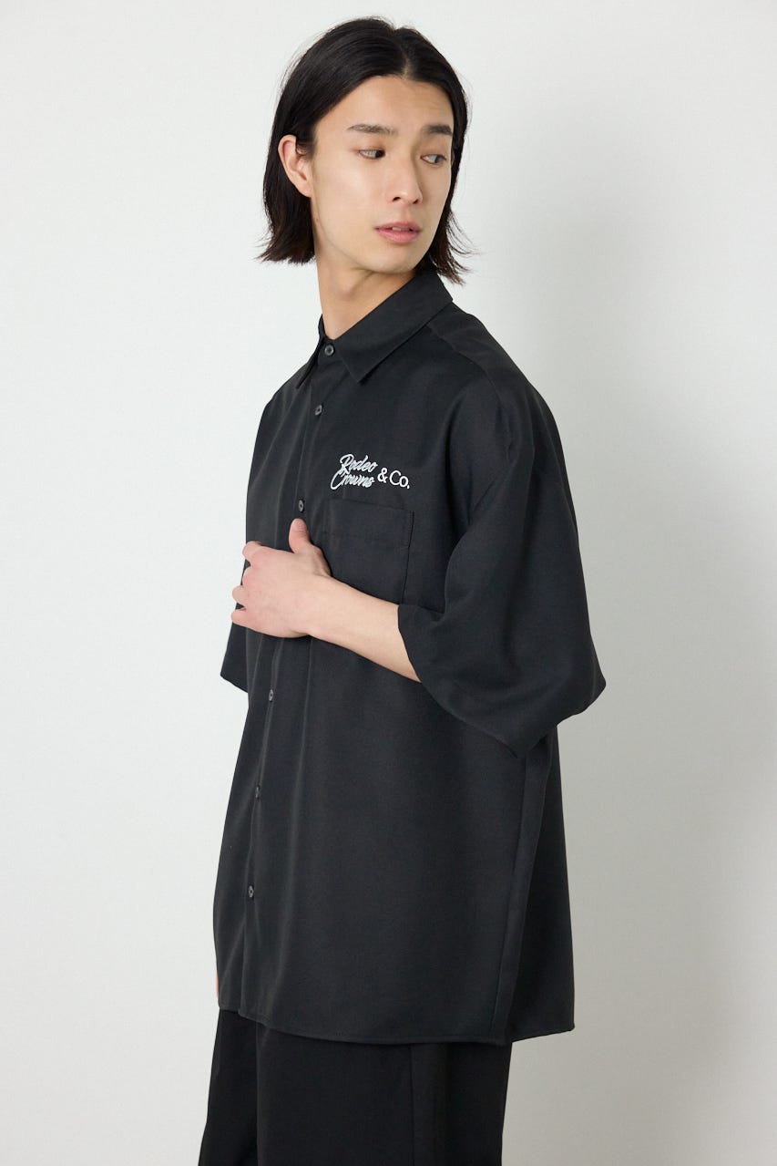 Overlapアップリケシャツ BLK L