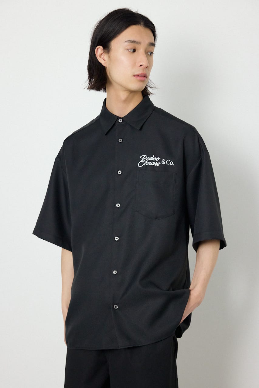 Overlapアップリケシャツ BLK L