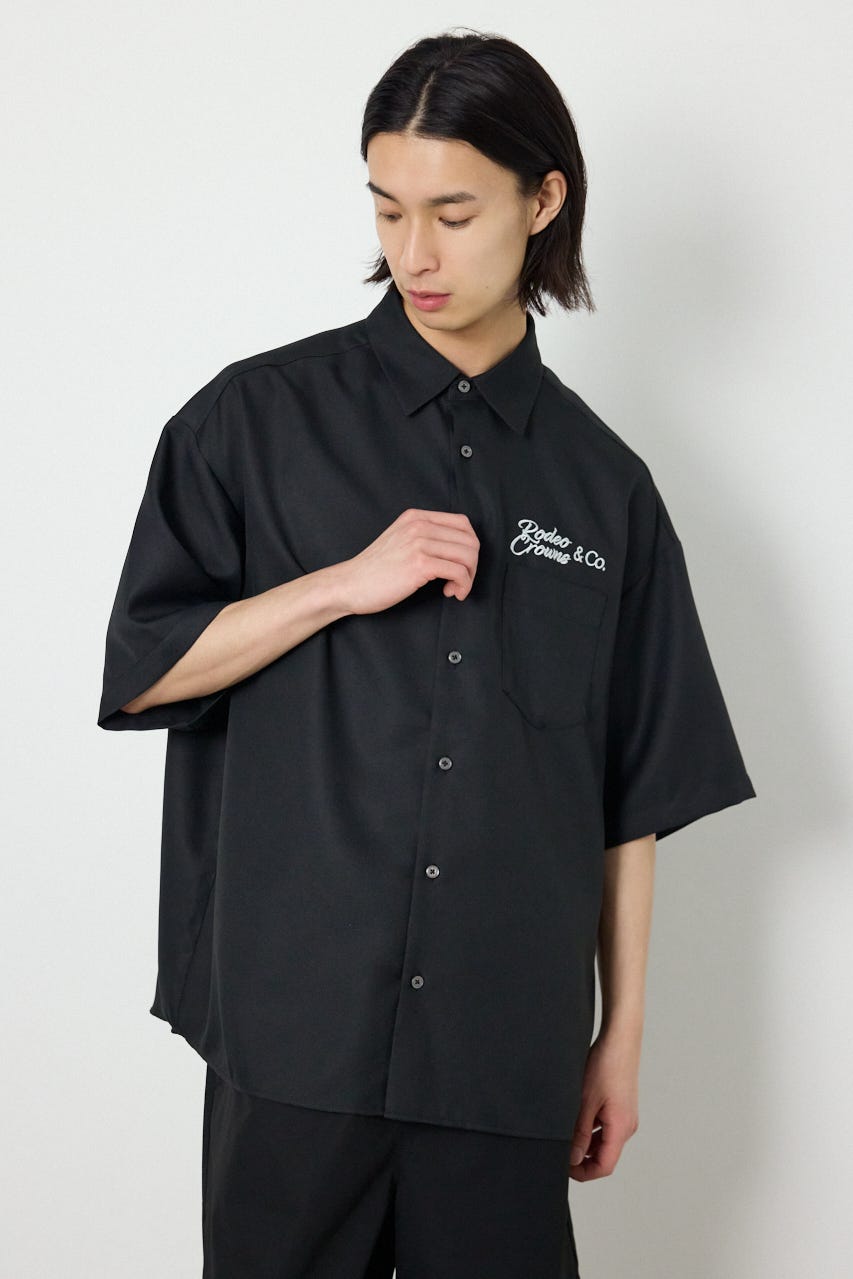 Overlapアップリケシャツ BLK L