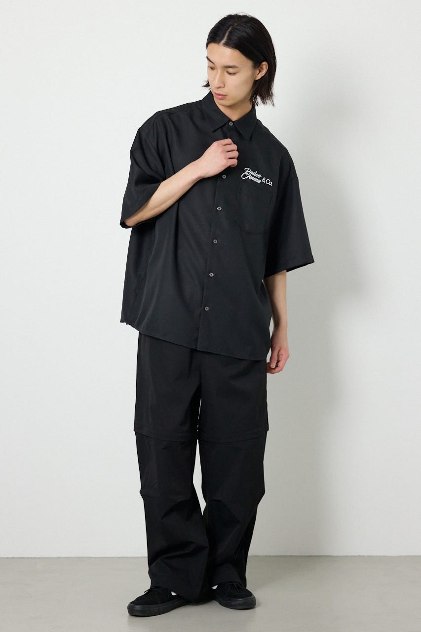 Overlapアップリケシャツ BLK L