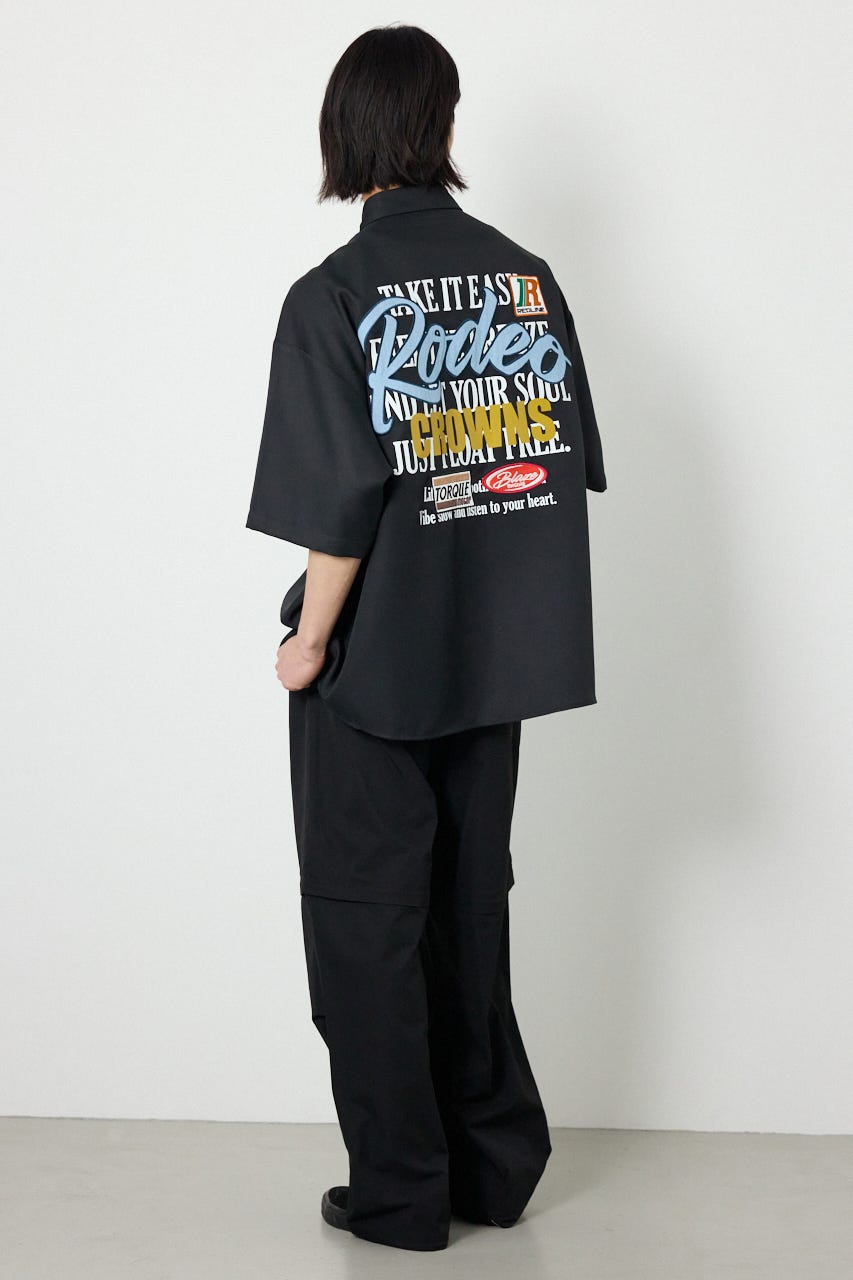 Overlapアップリケシャツ BLK L