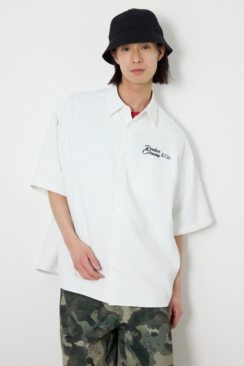 Overlapアップリケシャツ O/WHT L