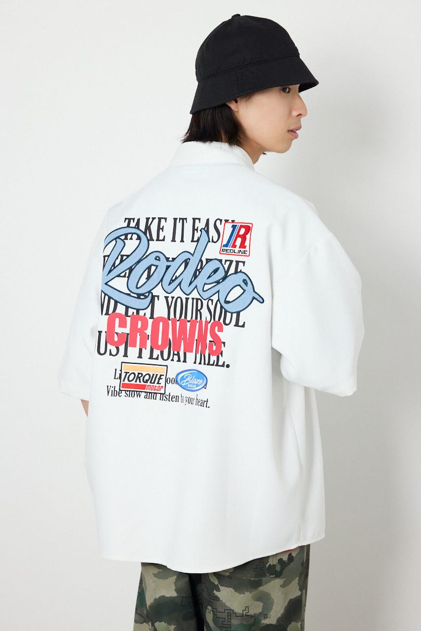 Overlapアップリケシャツ O/WHT L