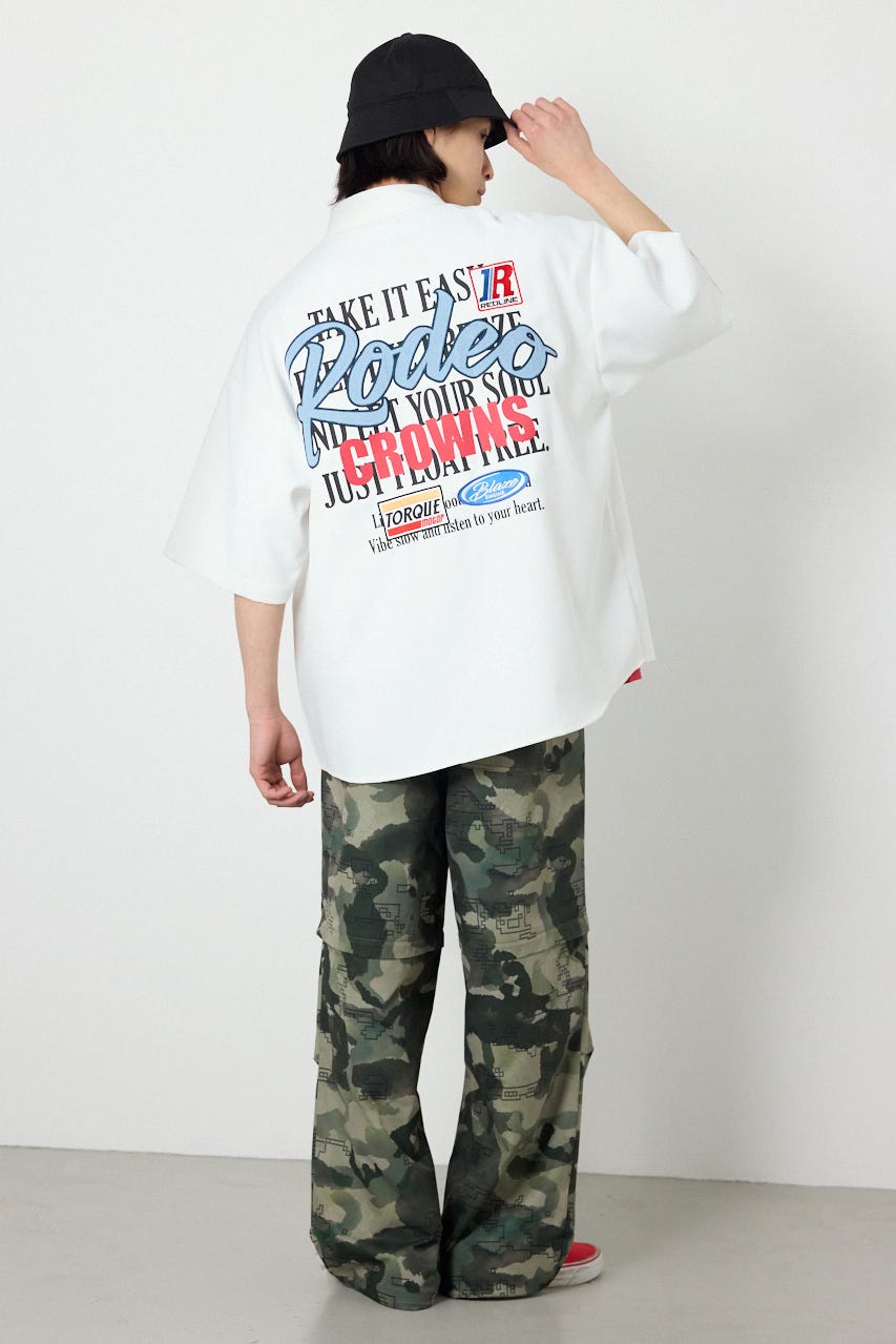 Overlapアップリケシャツ O/WHT L