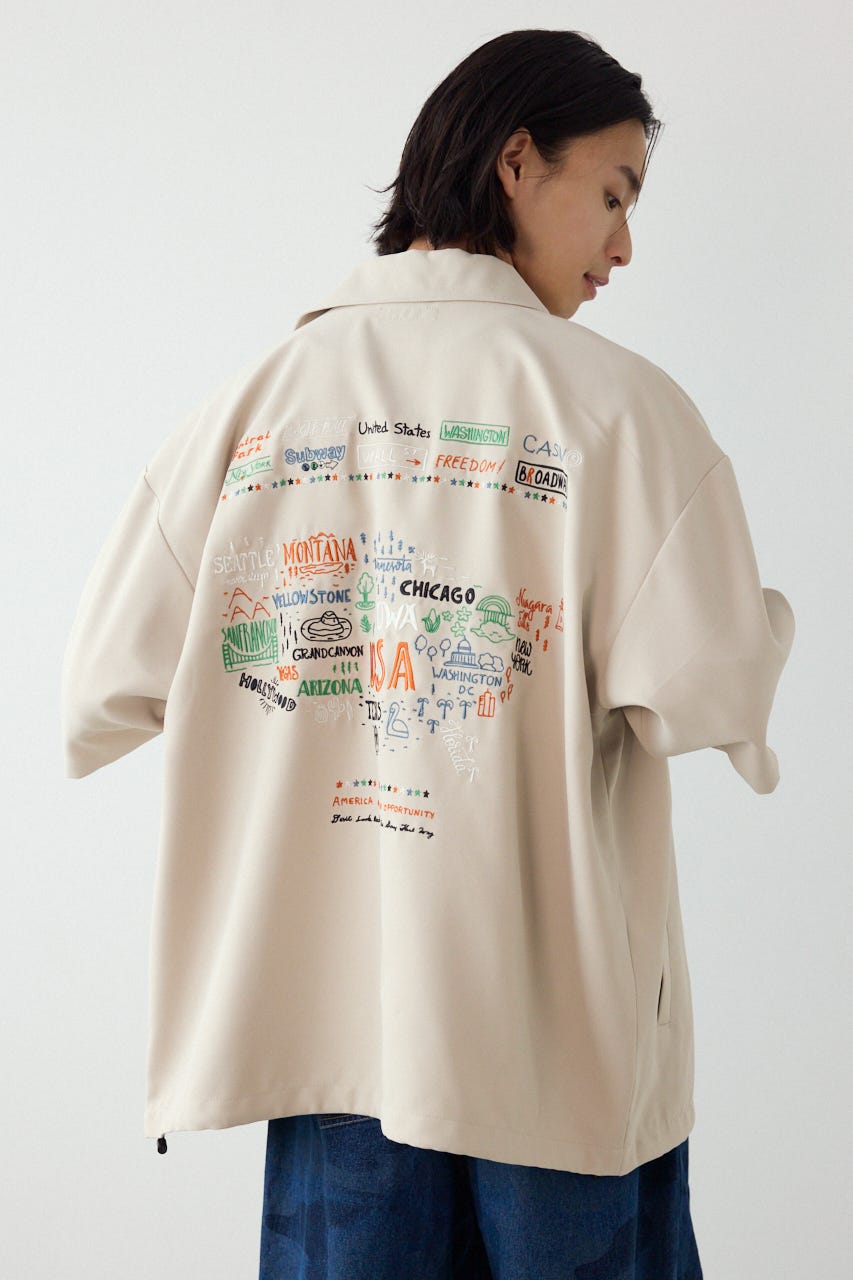 USハーフスリーブコーチシャツ BEG L