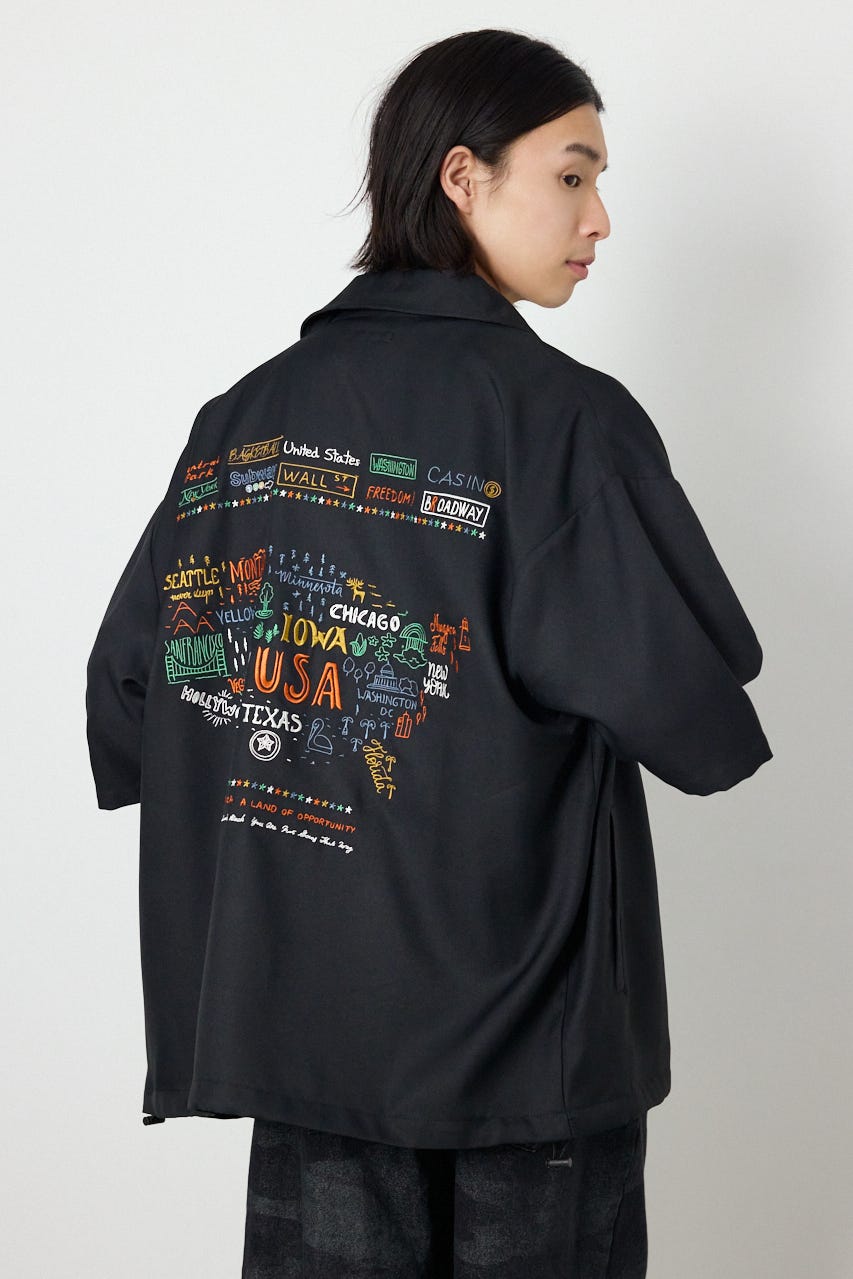 USハーフスリーブコーチシャツ BLK L