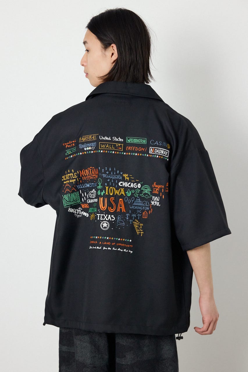 USハーフスリーブコーチシャツ BLK L