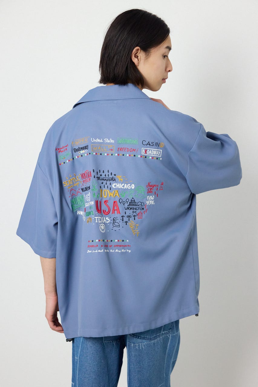 USハーフスリーブコーチシャツ BLU L