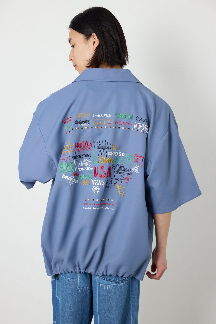 USハーフスリーブコーチシャツ BLU L