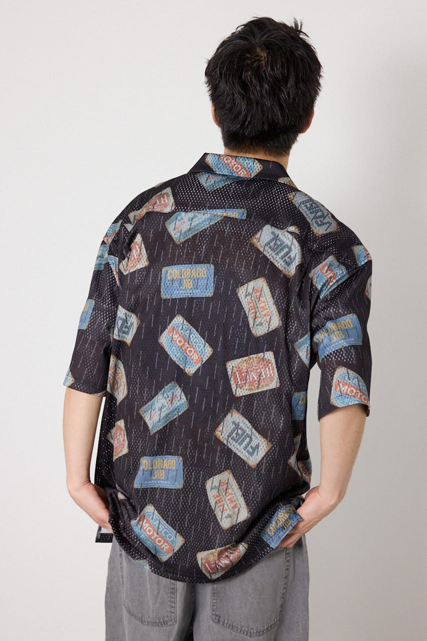 マルチパターンメッシュシャツ BLK M