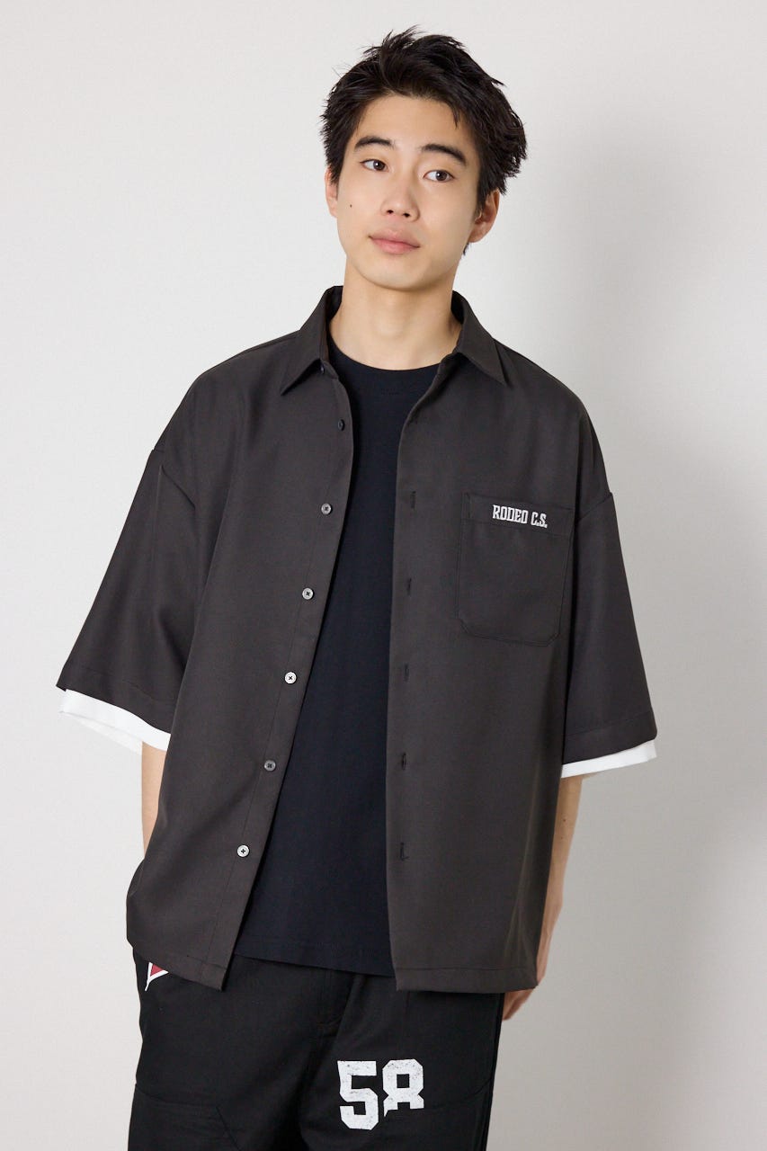 バックテキストシャツ C.GRY M