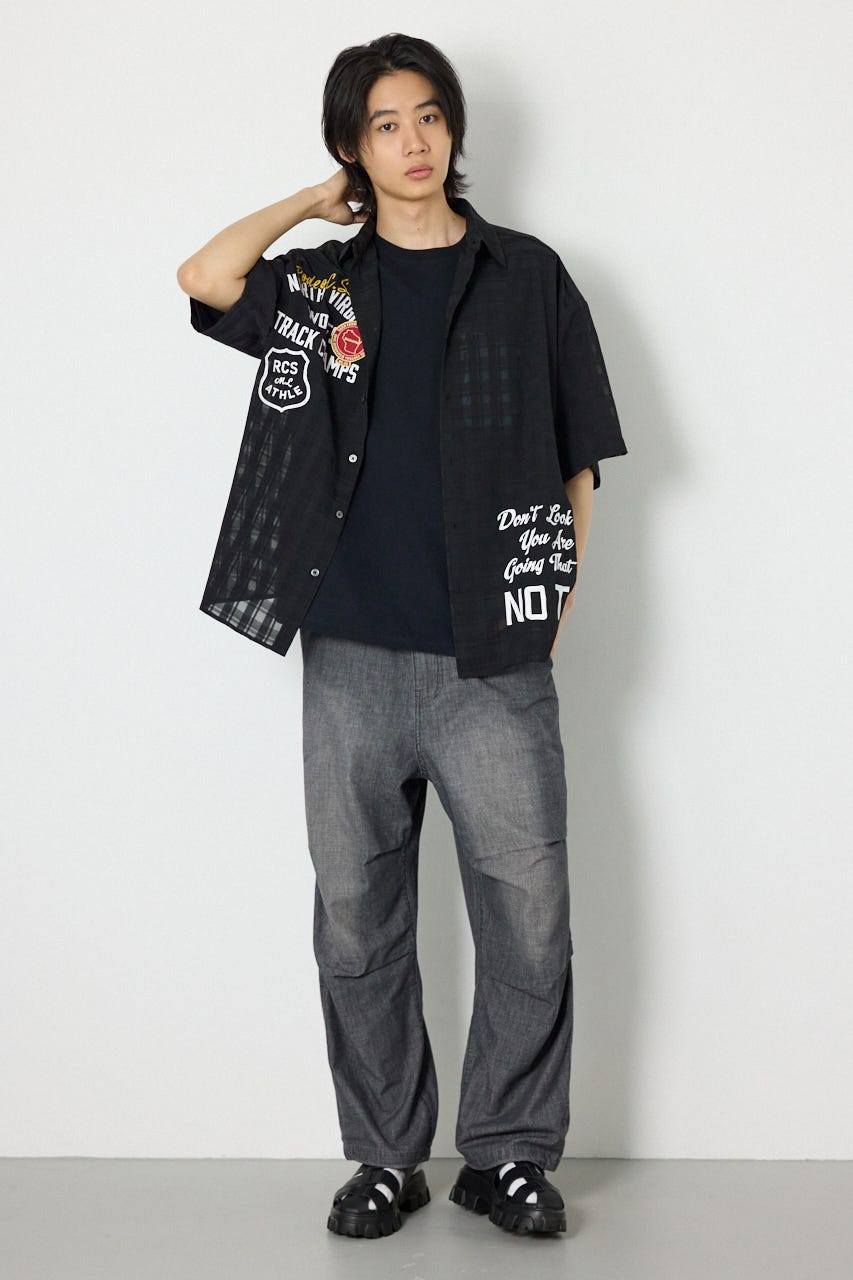 イレギュラーシアーチェックシャツ BLK M