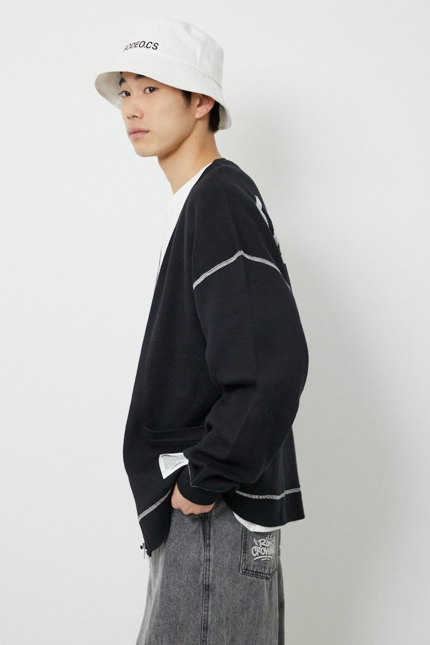 スウェットライクZIPカーディガン BLK L