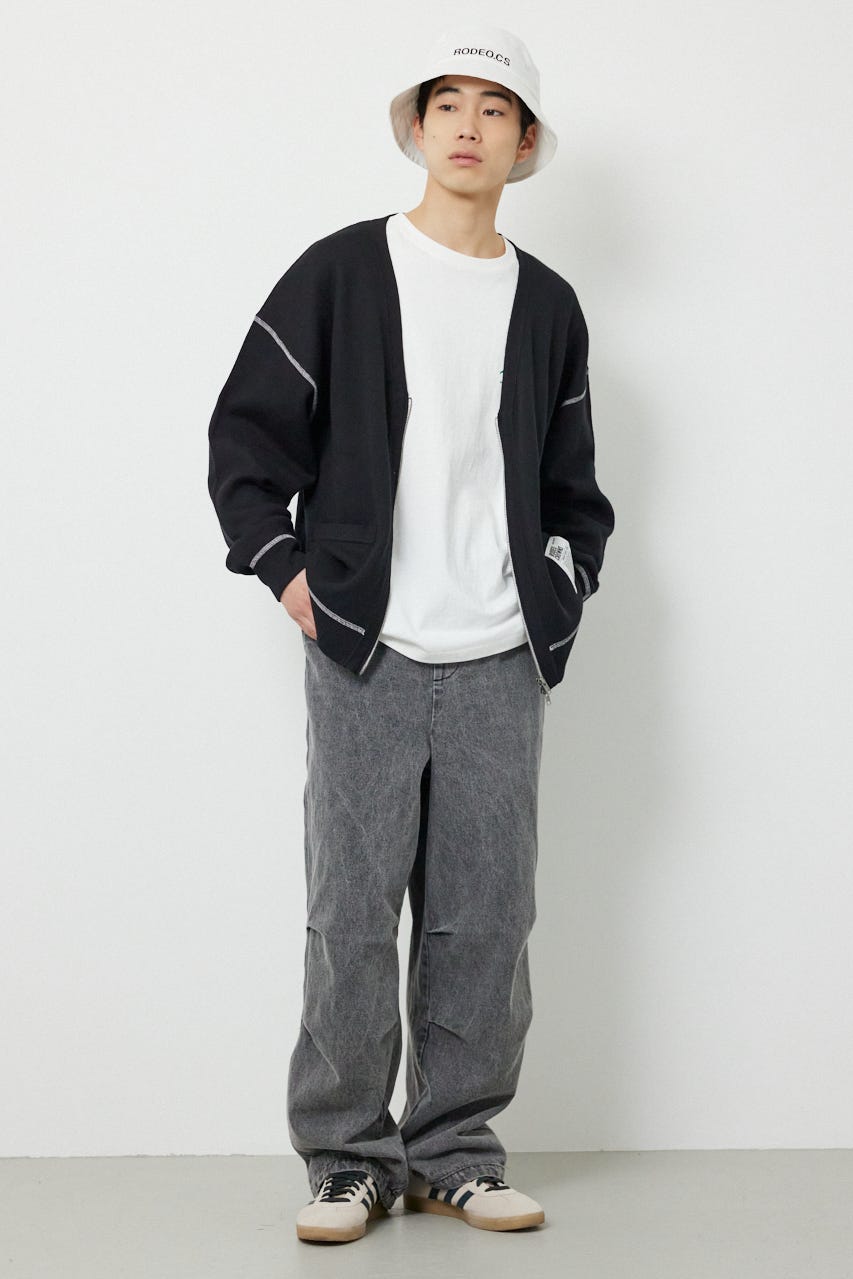 スウェットライクZIPカーディガン BLK L