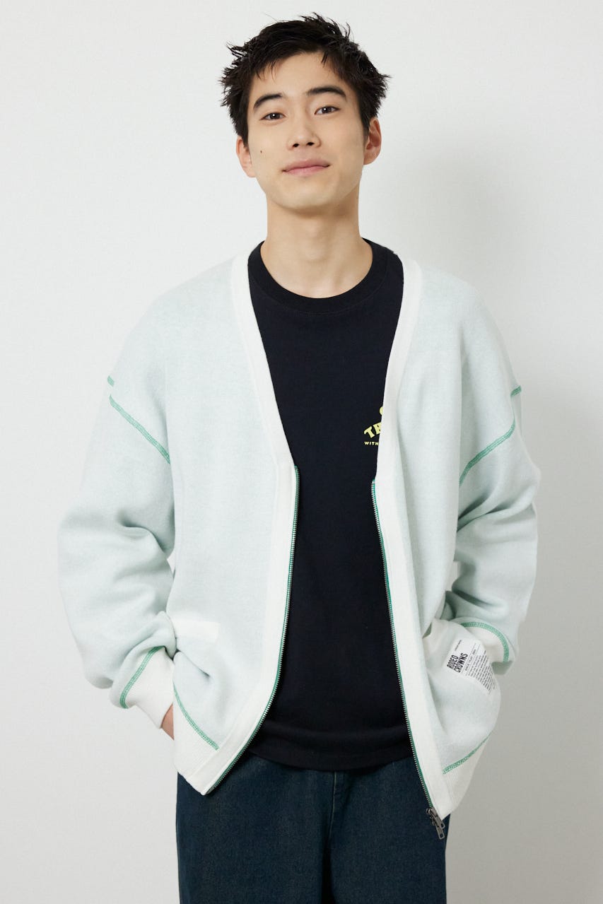 スウェットライクZIPカーディガン O/WHT M