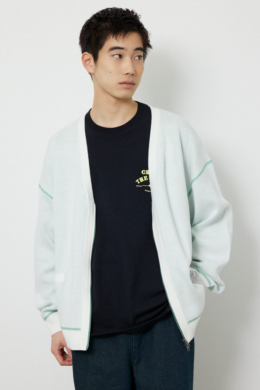 スウェットライクZIPカーディガン O/WHT M