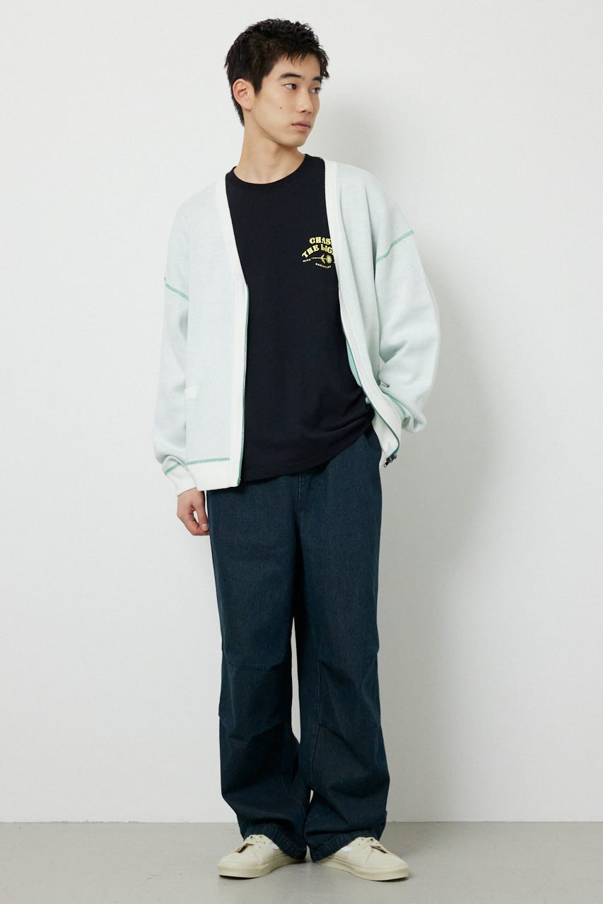 スウェットライクZIPカーディガン O/WHT M