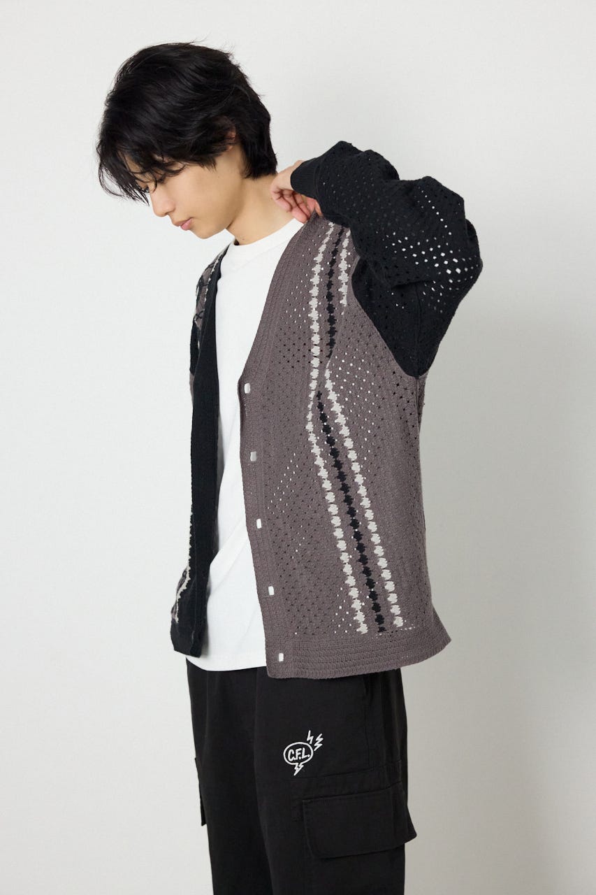 ランダムクロシェカーディガン BLK M