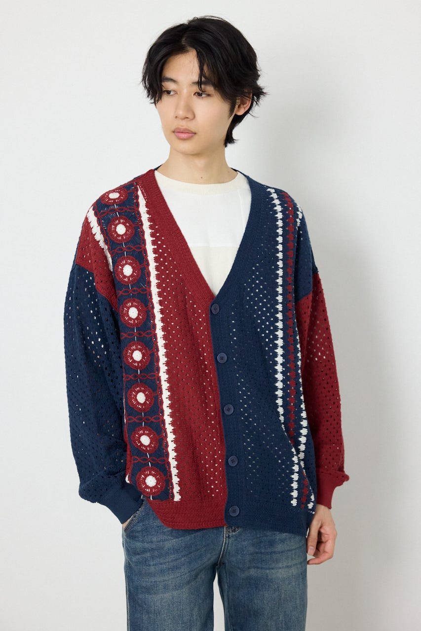 ランダムクロシェカーディガン NVY L