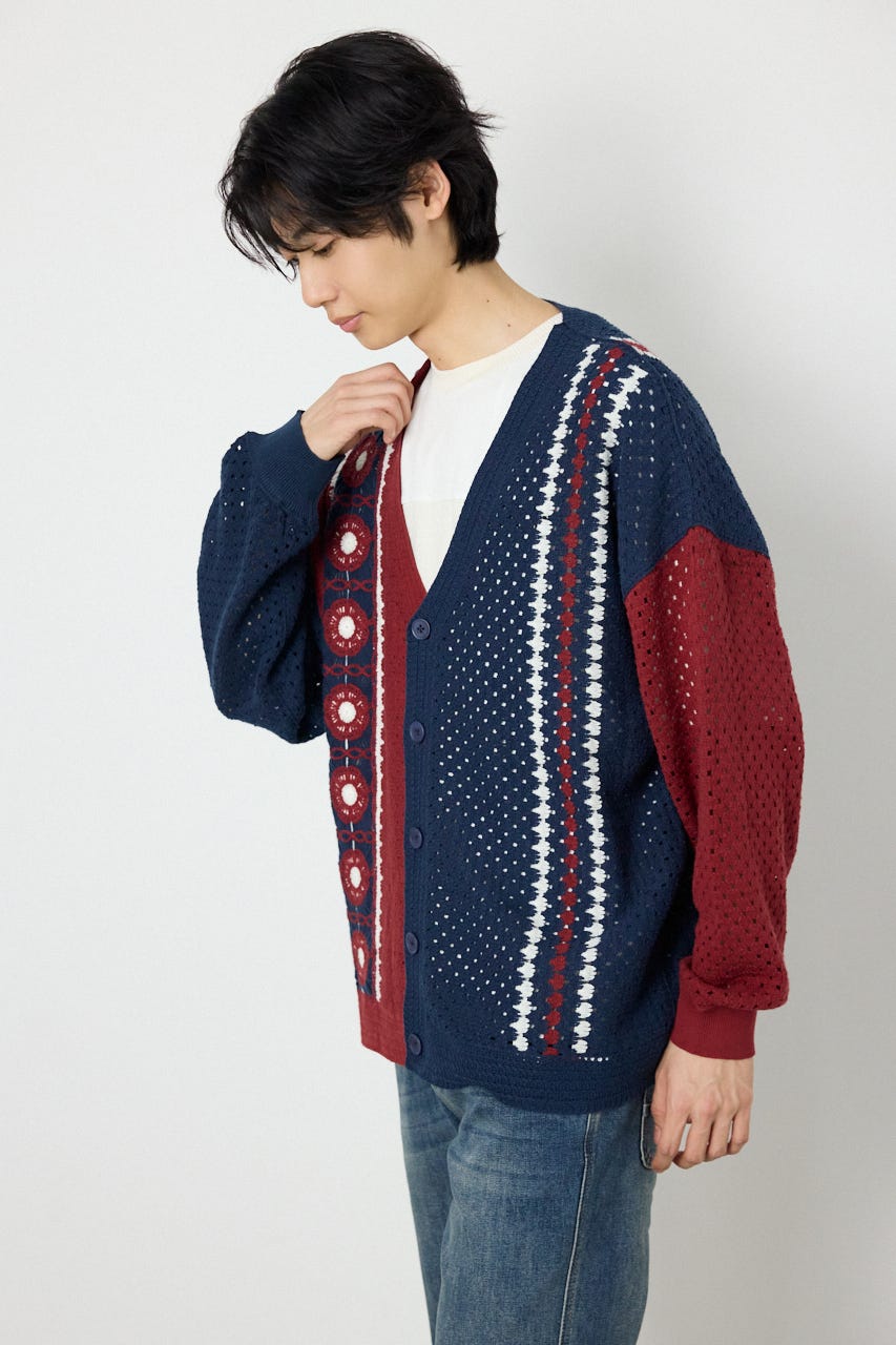 ランダムクロシェカーディガン NVY L