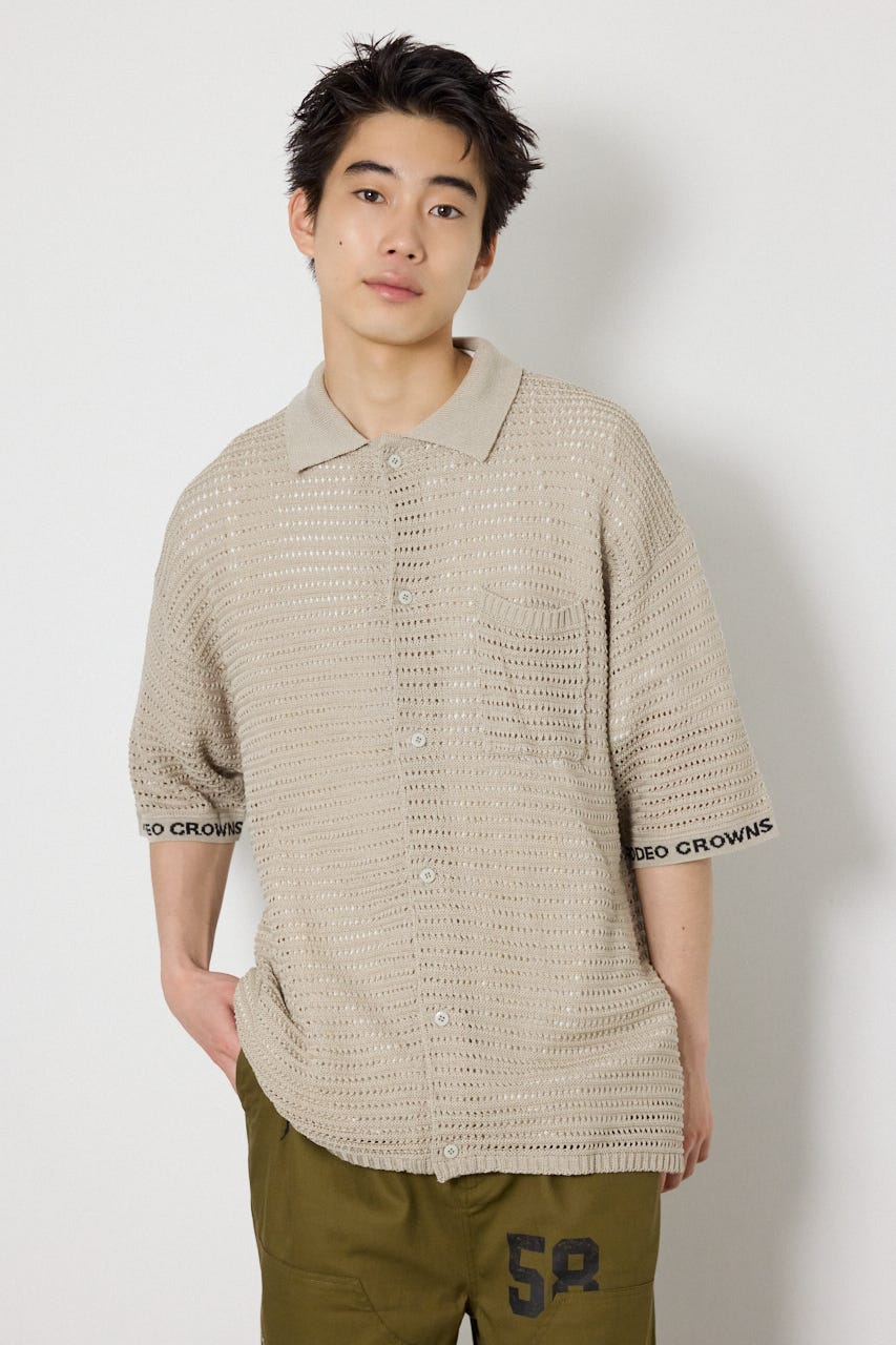 シアーニットシャツカーディガン L/BEG L