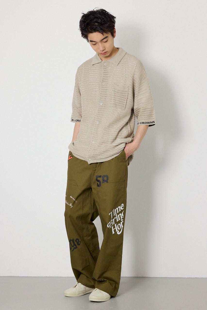 シアーニットシャツカーディガン L/BEG L