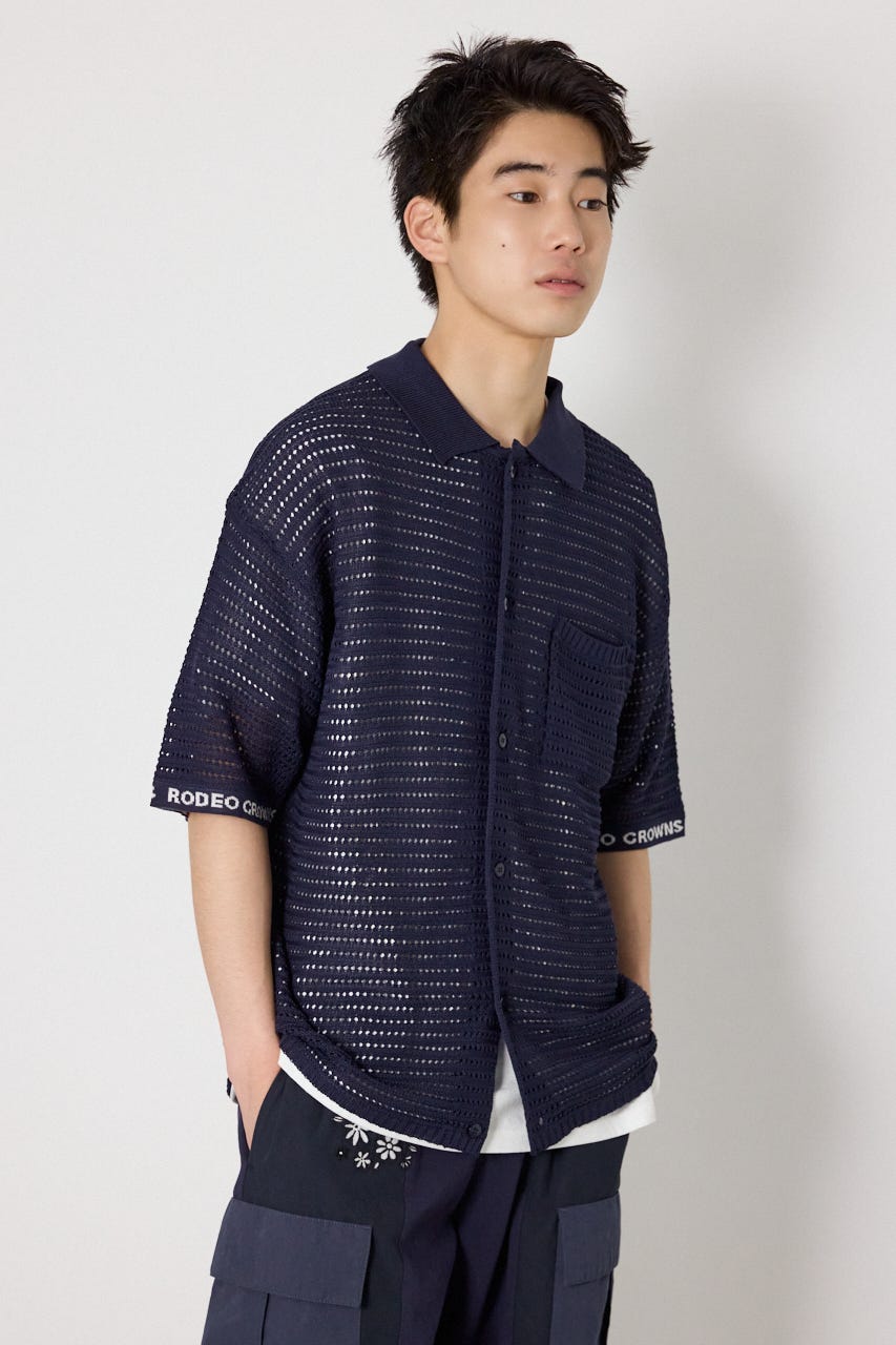 シアーニットシャツカーディガン NVY M