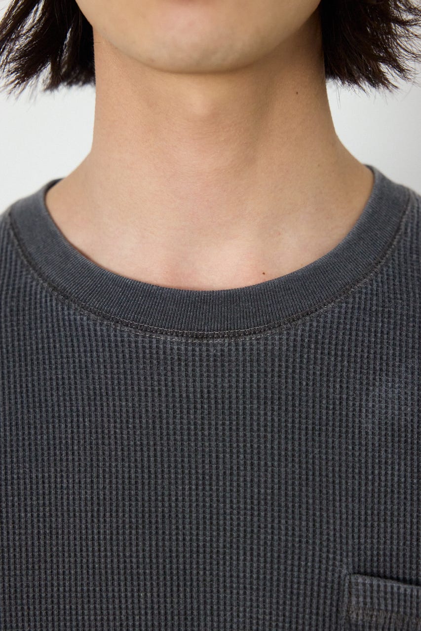 ピグメントワッフルTシャツ C.GRY L