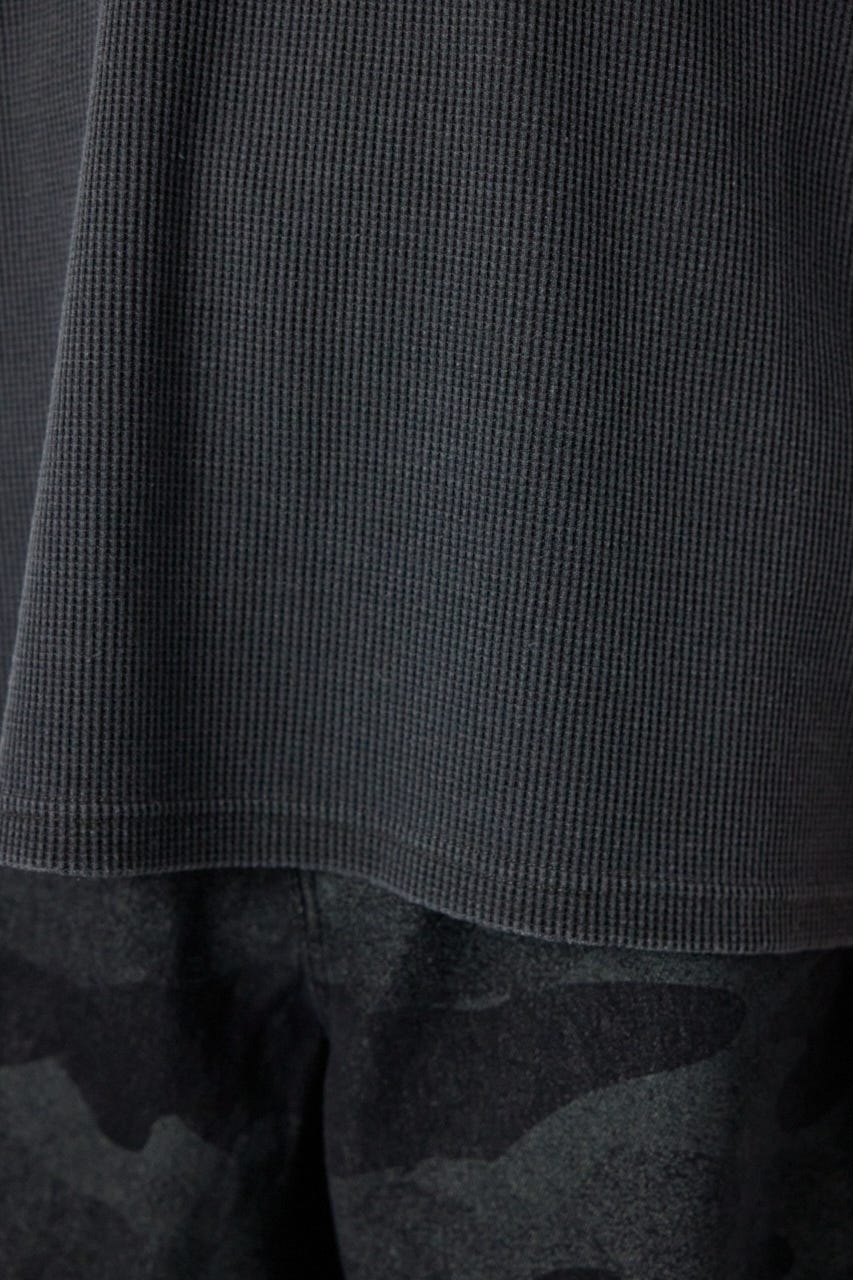 ピグメントワッフルTシャツ C.GRY L