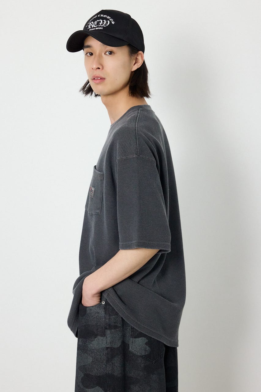 ピグメントワッフルTシャツ C.GRY L