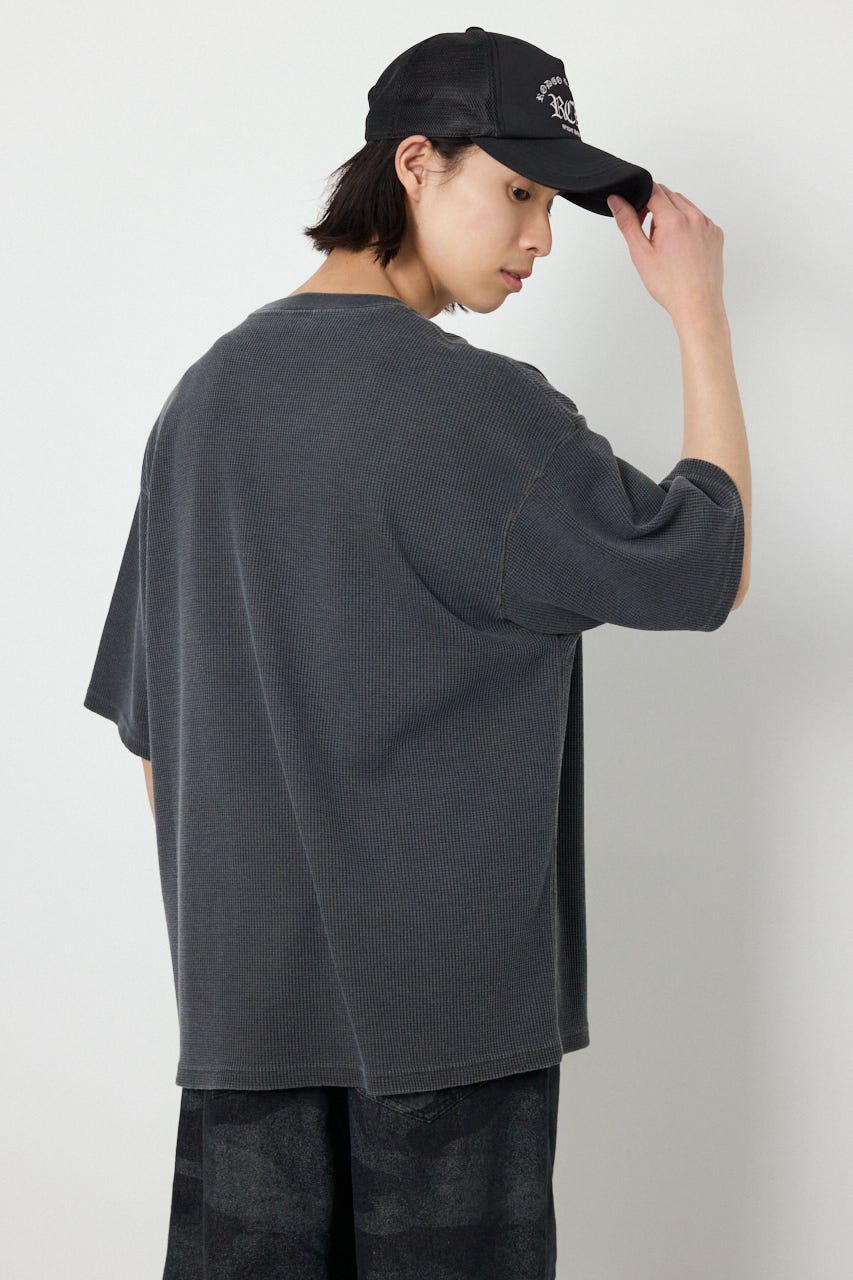 ピグメントワッフルTシャツ C.GRY L