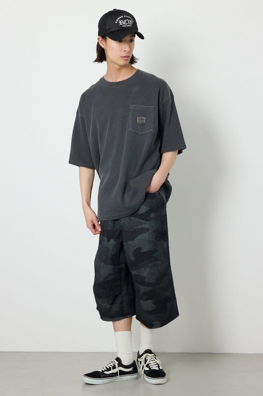 ピグメントワッフルTシャツ C.GRY L