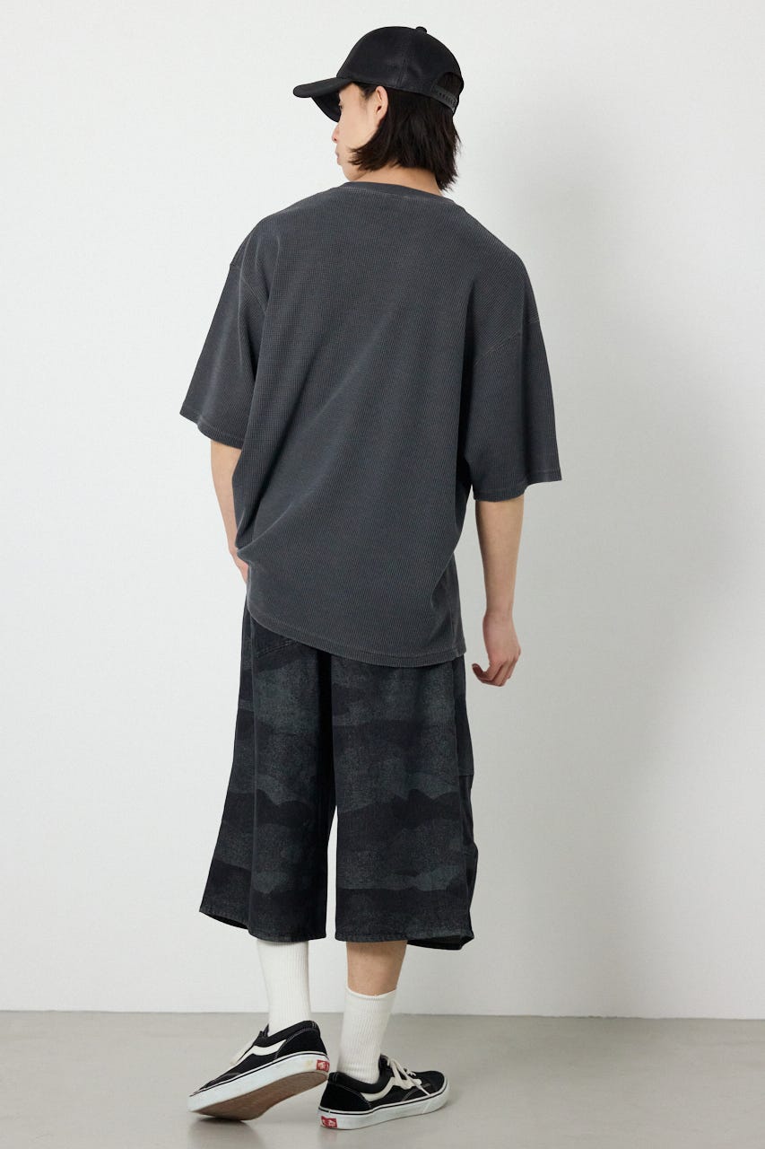 ピグメントワッフルTシャツ C.GRY L
