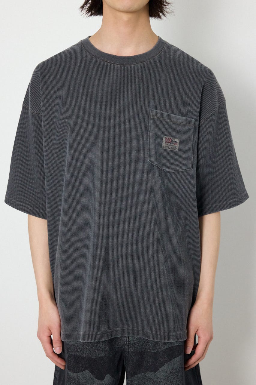 ピグメントワッフルTシャツ C.GRY L