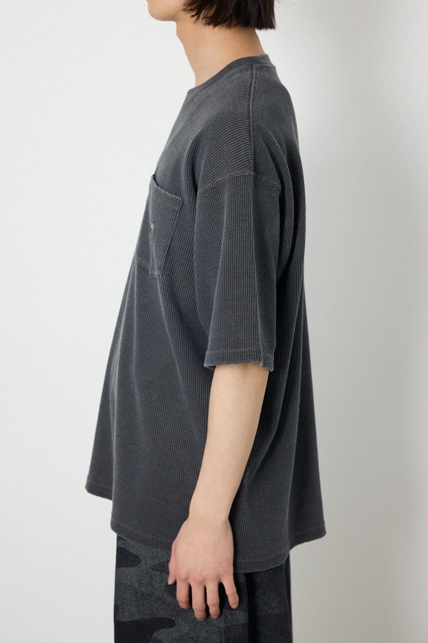 ピグメントワッフルTシャツ C.GRY L