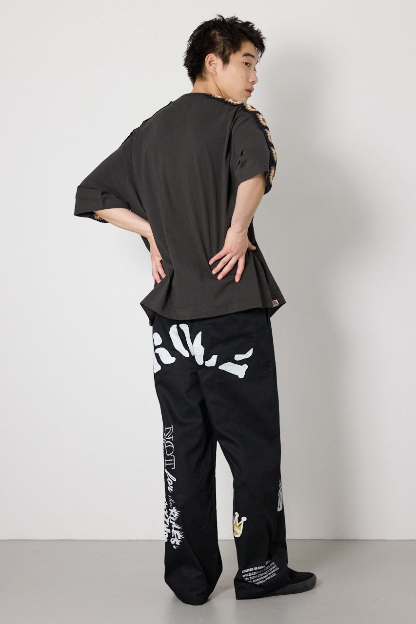 クロシェラインヘンリーTシャツ BLK L