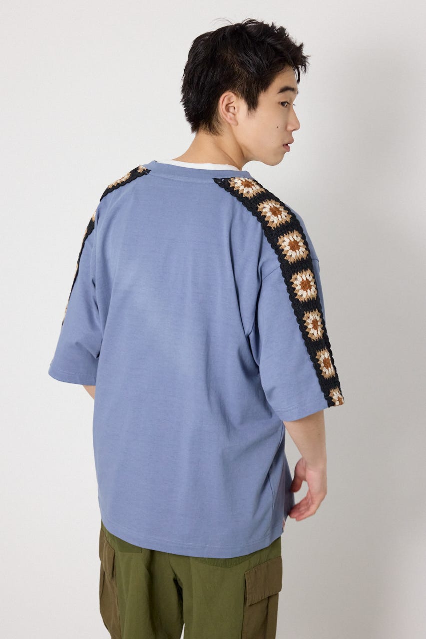 クロシェラインヘンリーTシャツ BLU M