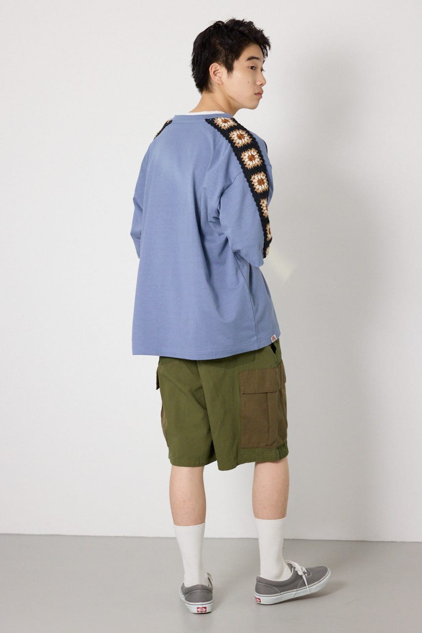 クロシェラインヘンリーTシャツ BLU M