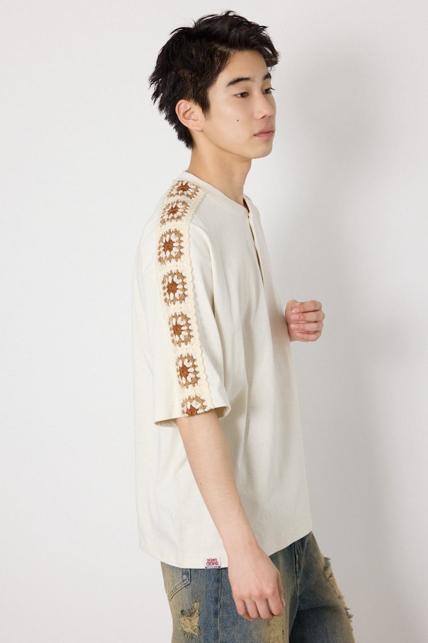 クロシェラインヘンリーTシャツ IVOY M